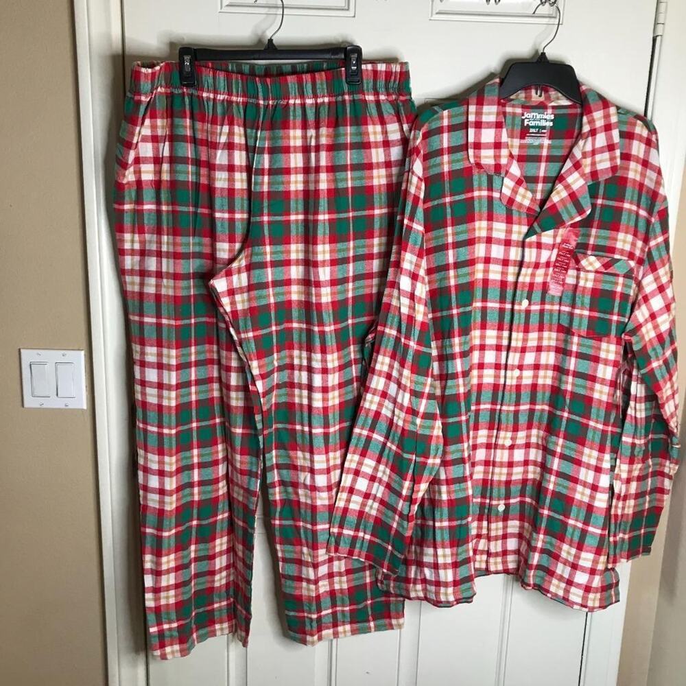 Jammies For Your Families Men's Pajama Set Red/White/Green Plaid NEW ~ Size 3XLT